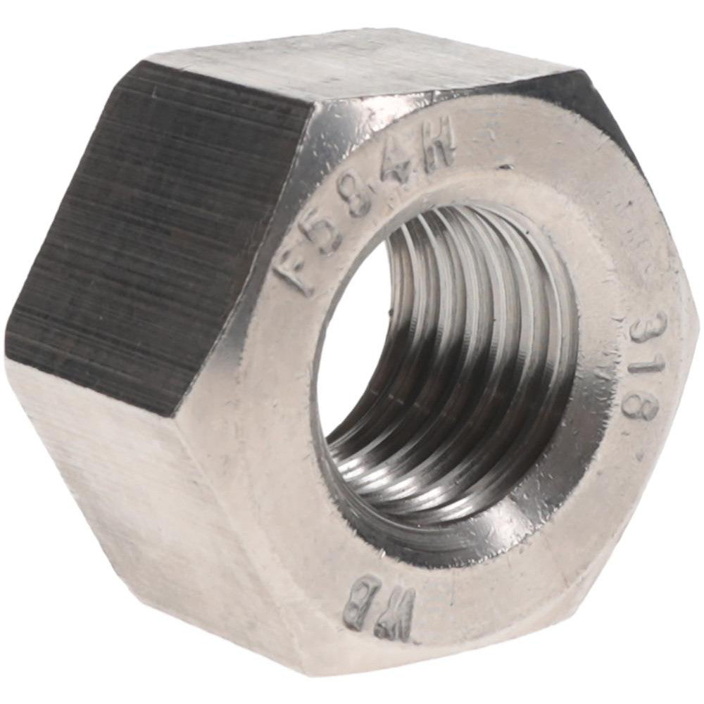 Value Collection 746006PR Heavy Hex Nut 1-8, Grade 316 Stainless Steel, Bright/Uncoated Finish