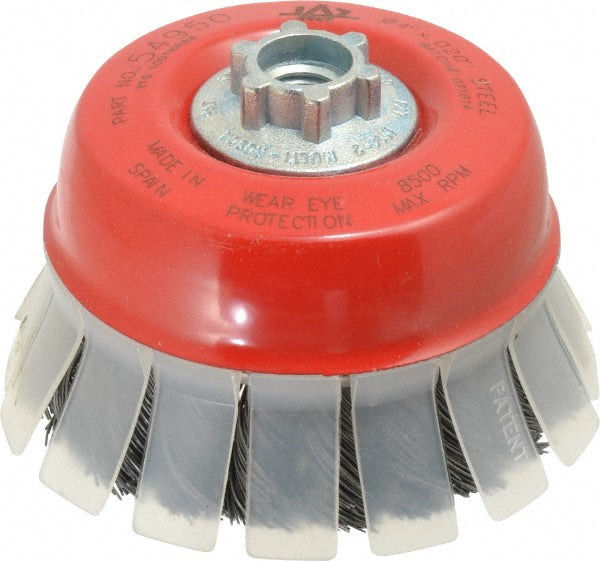 JAZ USA 54950 Cup Brush 4" Dia, 0.02" Wire Dia, Steel, Knotted