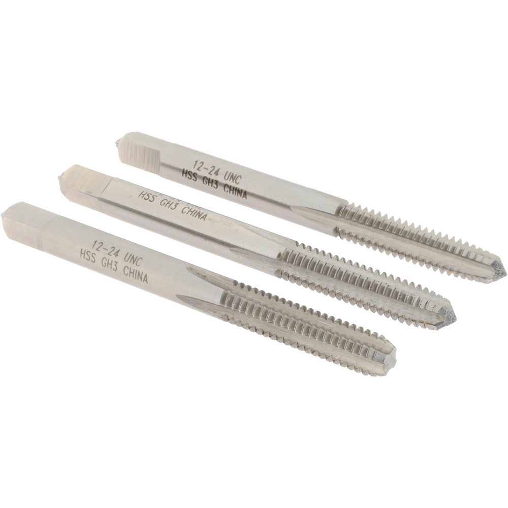 Value Collection MSC-04439279 Tap Set #12-24 UNC, 4 Flute, High Speed Steel, Bright Finish