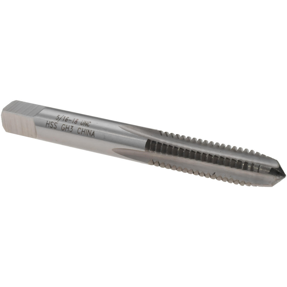 Value Collection MSC-04471181 Straight Flute Tap 5/16-18 UNC, 4 Flutes, Plug, 3B Class of Fit, High Speed Steel, Bright/Uncoated