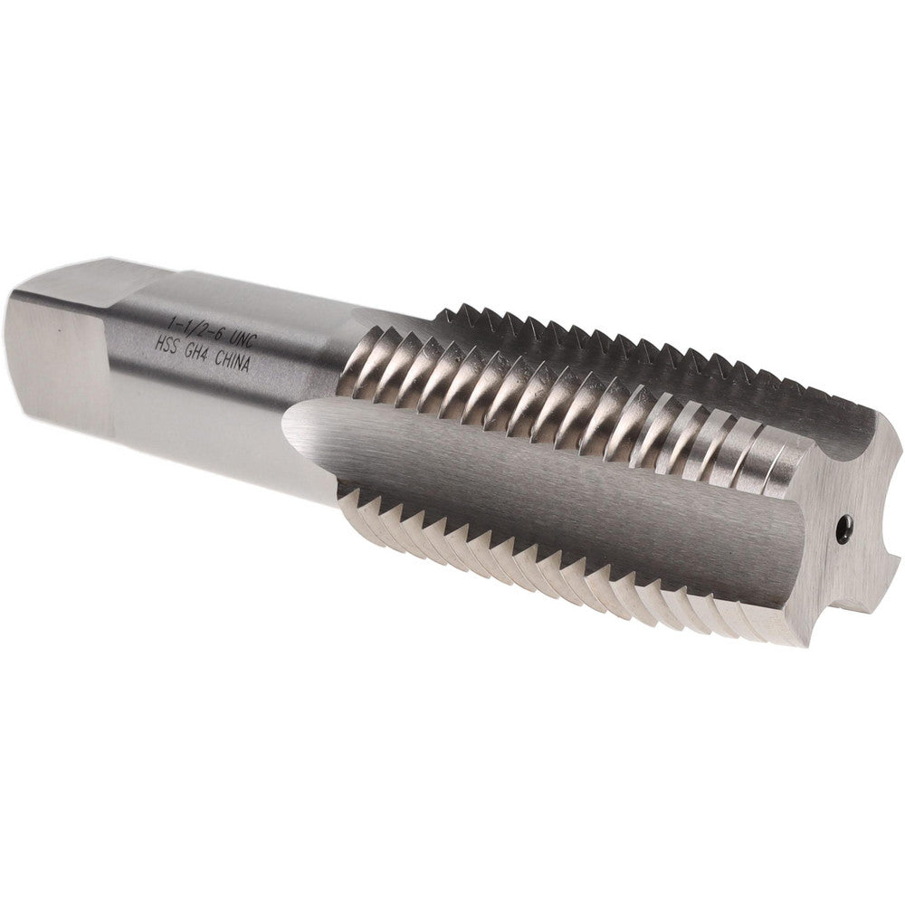 Value Collection MSC-04489621 Straight Flute Tap 1-1/2-6 UNC, 4 Flutes, Taper, 3B Class of Fit, High Speed Steel, Bright/Uncoated