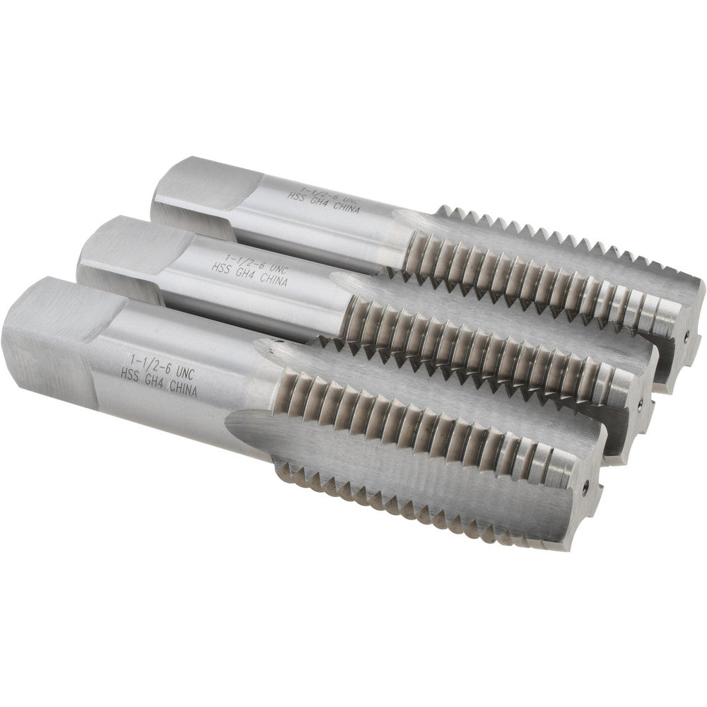 Value Collection MSC-04489639 Tap Set 1-1/2-6 UNC, 4 Flute, High Speed Steel, Bright Finish