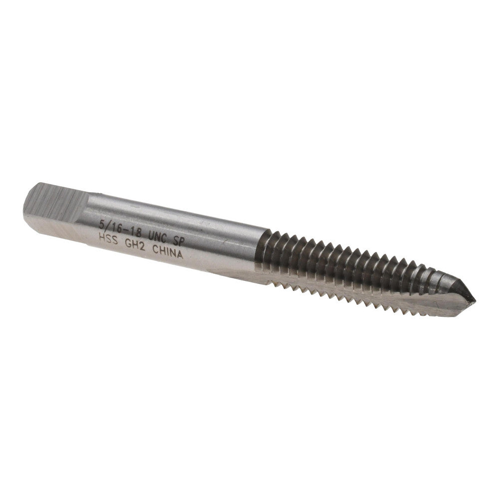 Value Collection MSC-04531182 Spiral Point Tap 5/16-18 UNC, 2 Flutes, Plug, High Speed Steel, Bright Finish
