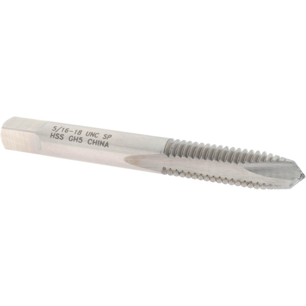 Value Collection MSC-04551180 Spiral Point Tap 5/16-18 UNC, 2 Flutes, Plug, 2B Class of Fit, High Speed Steel, Bright Finish