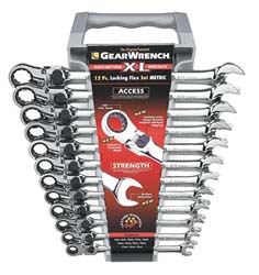 GEARWRENCH 85698 Combination Wrench Set 12 Pc, 10" 11" 12" 13" 14" 15" 16" 17" 18" 19" 8" & 9" Wrench, Metric
