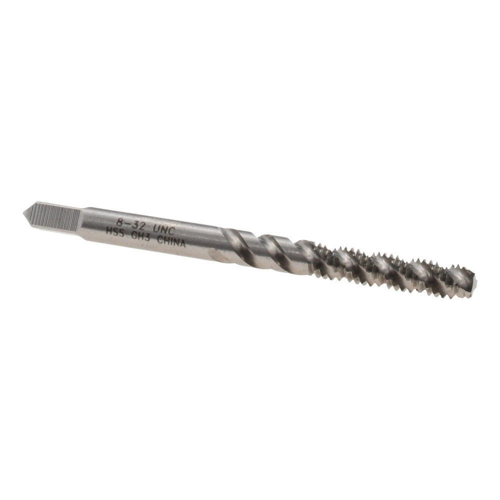 Value Collection MSC-04609749 Spiral Flute Tap #8-32 UNC, 3 Flutes, Bottoming, 2B Class of Fit, High Speed Steel, Bright/Uncoated
