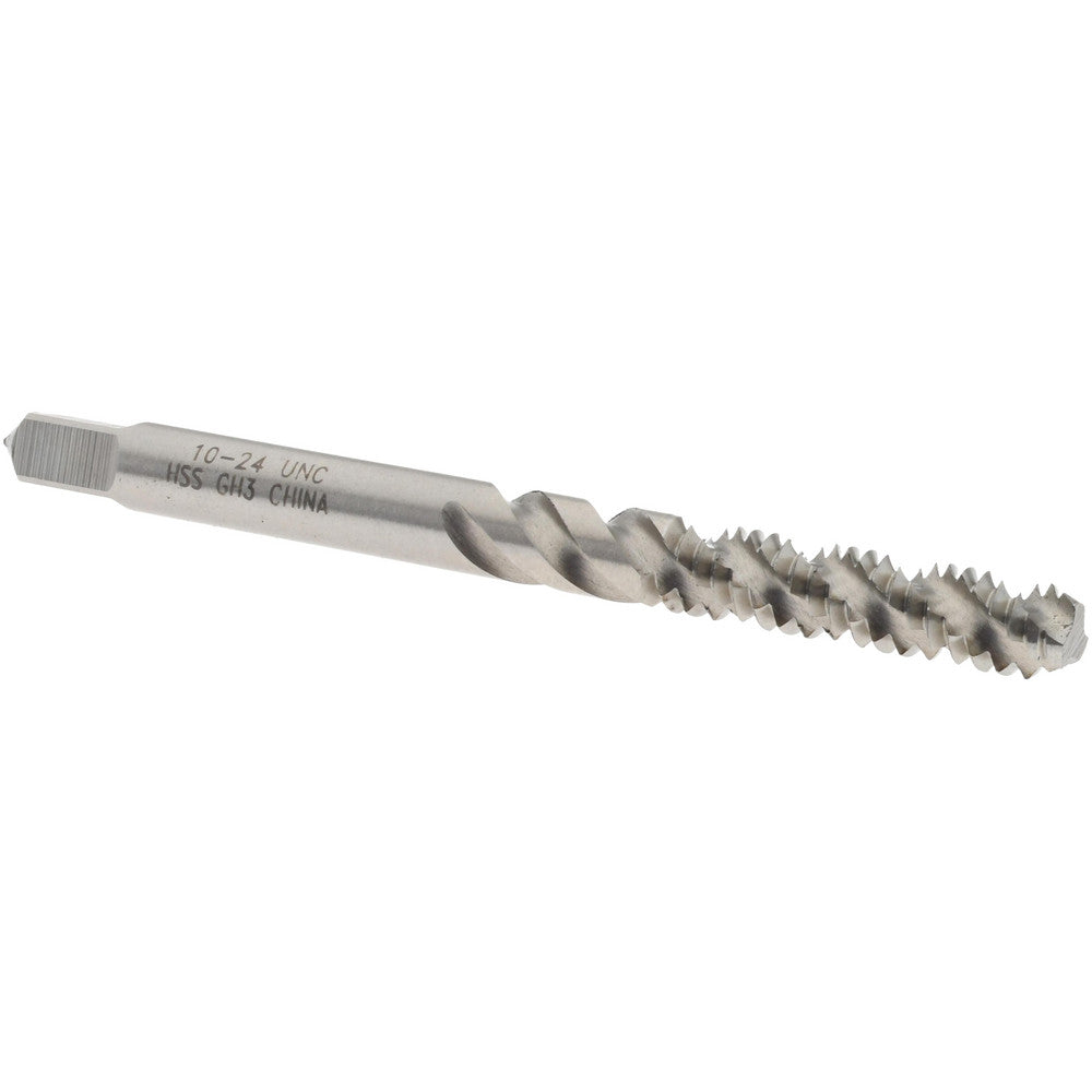 Value Collection MSC-04609830 Spiral Flute Tap #10-24 UNC, 3 Flutes, Bottoming, 2B/3B Class of Fit, High Speed Steel, Bright/Uncoated