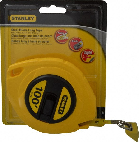 Stanley 34-106 Tape Measure 100' Long, 3/8" Width, Yellow Blade