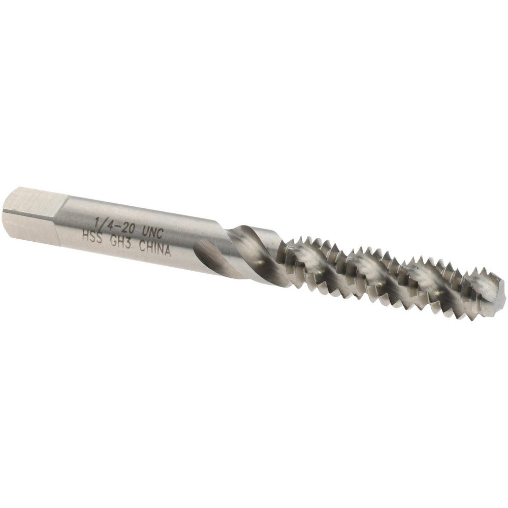 Value Collection MSC-04619227 Spiral Flute Tap 1/4-20 UNC, 3 Flutes, Bottoming, 3B Class of Fit, High Speed Steel, Bright/Uncoated