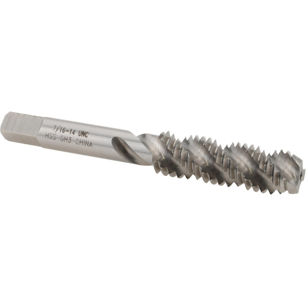 Value Collection MSC-04619524 Spiral Flute Tap 7/16-14 UNC, 3 Flutes, Bottoming, High Speed Steel, Bright/Uncoated