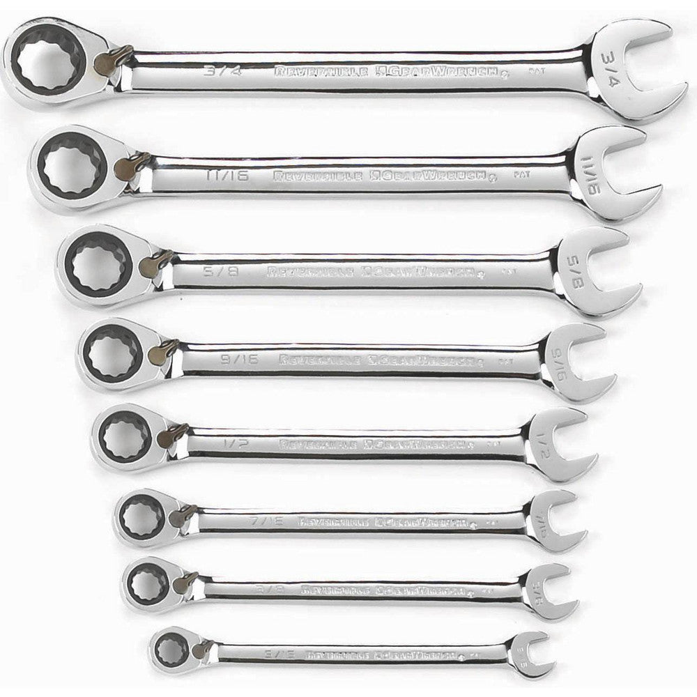 GEARWRENCH 9533N Ratcheting Combination Wrench Set 8 Pc, 1/2" 11/16" 3/4" 3/8" 5/16" 5/8" 7/16" & 9/16" Wrench, Inch