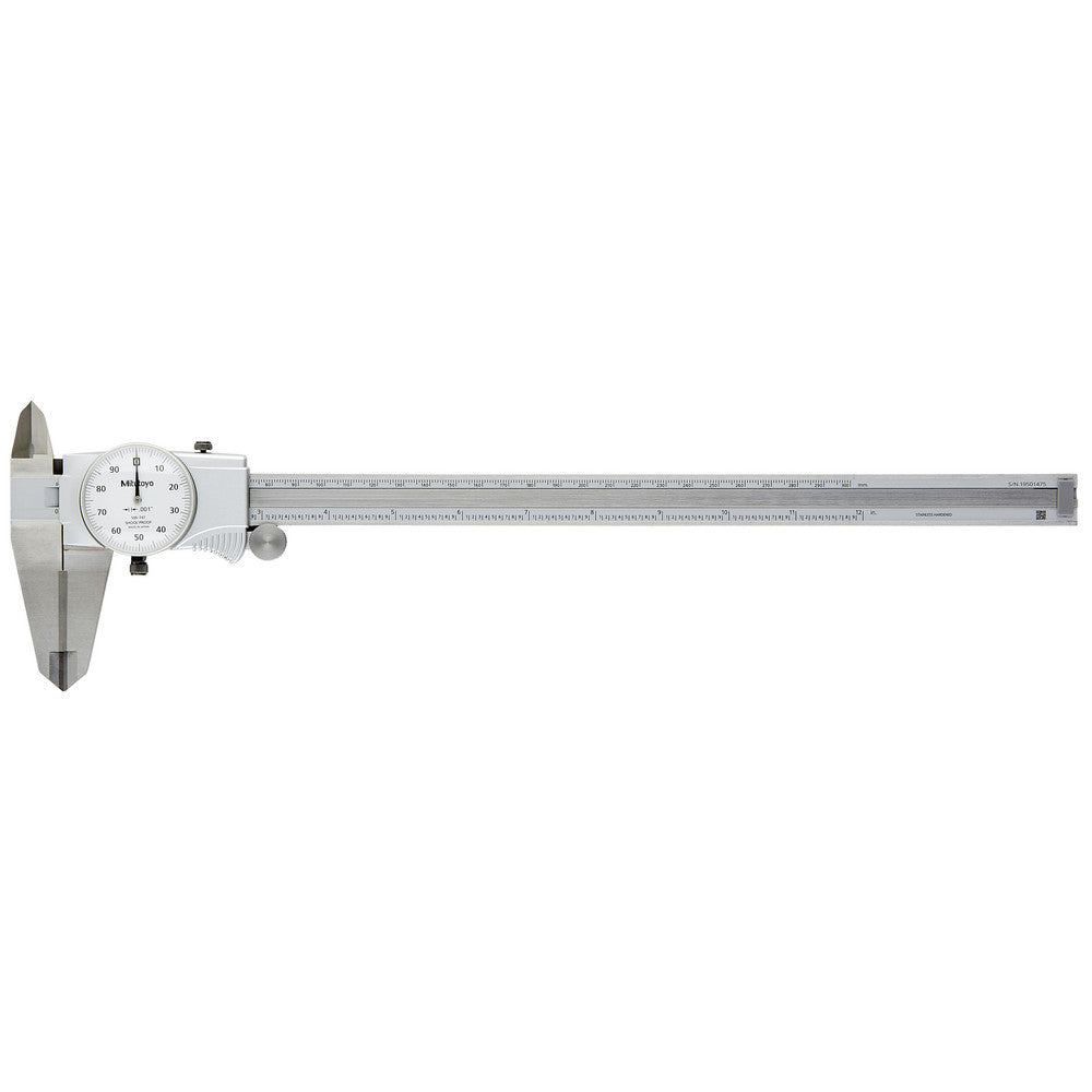 Mitutoyo 505-747 Dial Caliper 12", 0.001000" Graduation, 0.1" per Revolution, 0.0020" Accuracy, Carbide-Tipped Jaws