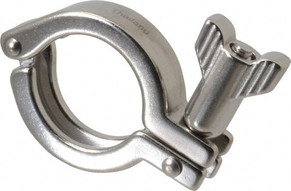 VNE 13MHHMD1.5 Sanitary Stainless Steel Pipe Double Hinged Clamp with Holed Wing Nut 1-1/2", Clamp Connection