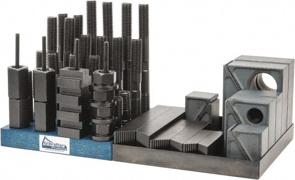 Gibraltar 20218G 50 Piece Fixturing Step Block & Clamp Set with 1-1/2" Step Block, 7/8" T-Slot, 3/4-10 Stud Thread