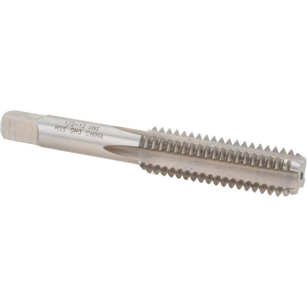 Value Collection JY4844007 Straight Flute Tap 1/2-12 UNS, 4 Flute, Bottoming Chamfer, 3B Class of Fit, HSS, Bright/Uncoated Finish