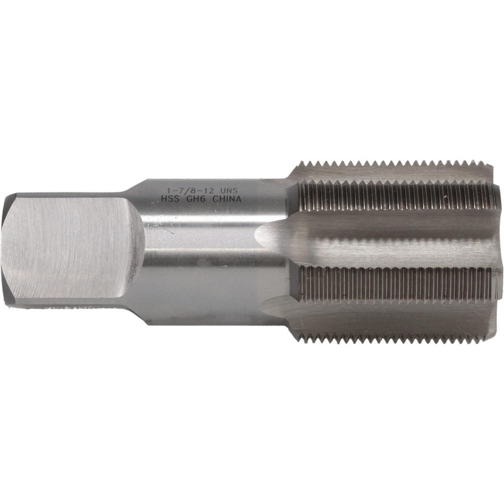 Value Collection JY4878096 Straight Flute Tap 1-7/8-12 UNS, 6 Flute, Bottoming Chamfer, High-Speed Steel, Bright/Uncoated Finish