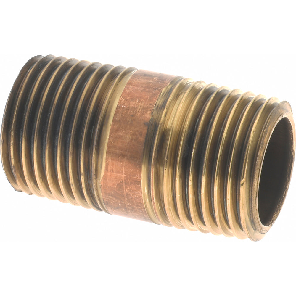 Merit Brass 2008-150BSPT Brass Pipe Nipple Threaded on Both Ends, 1-1/2" OAL, 1/2" BSPT