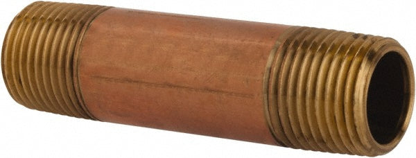 Merit Brass 2008-300BSPT Brass Pipe Nipple Threaded on Both Ends, 3" OAL, 1/2" BSPT