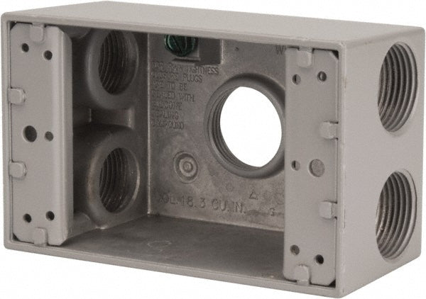 Cooper Crouse-Hinds TP7050 Electrical Outlet Box Aluminum, Rectangle, 4-9/16" OAH, 2-7/8" OAW, 2" OAD, 1 Gang