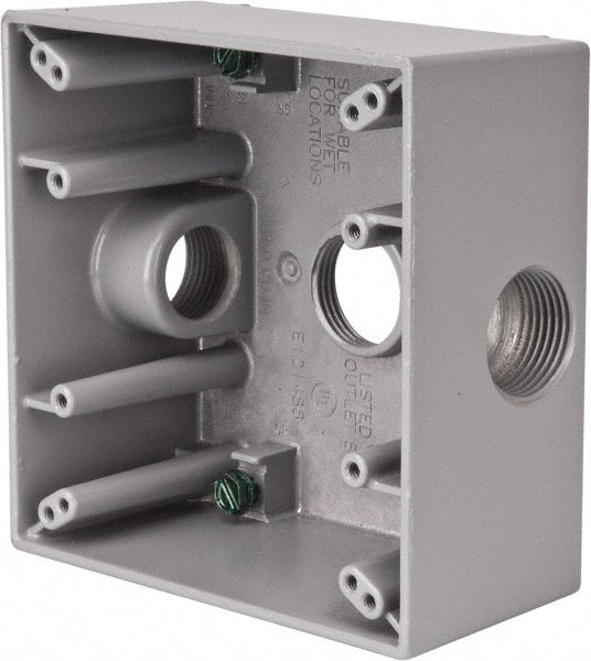 Cooper Crouse-Hinds TP7090 Electrical Outlet Box Aluminum, Rectangle, 4-9/16" OAH, 4-5/8" OAW, 2-1/16" OAD, 2 Gangs