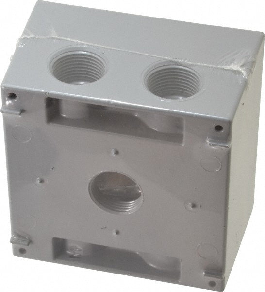 Cooper Crouse-Hinds TP7130 Electrical Outlet Box Aluminum, Square, 4-1/2" OAH, 4-1/2" OAW, 2-21/32" OAD, 2 Gangs