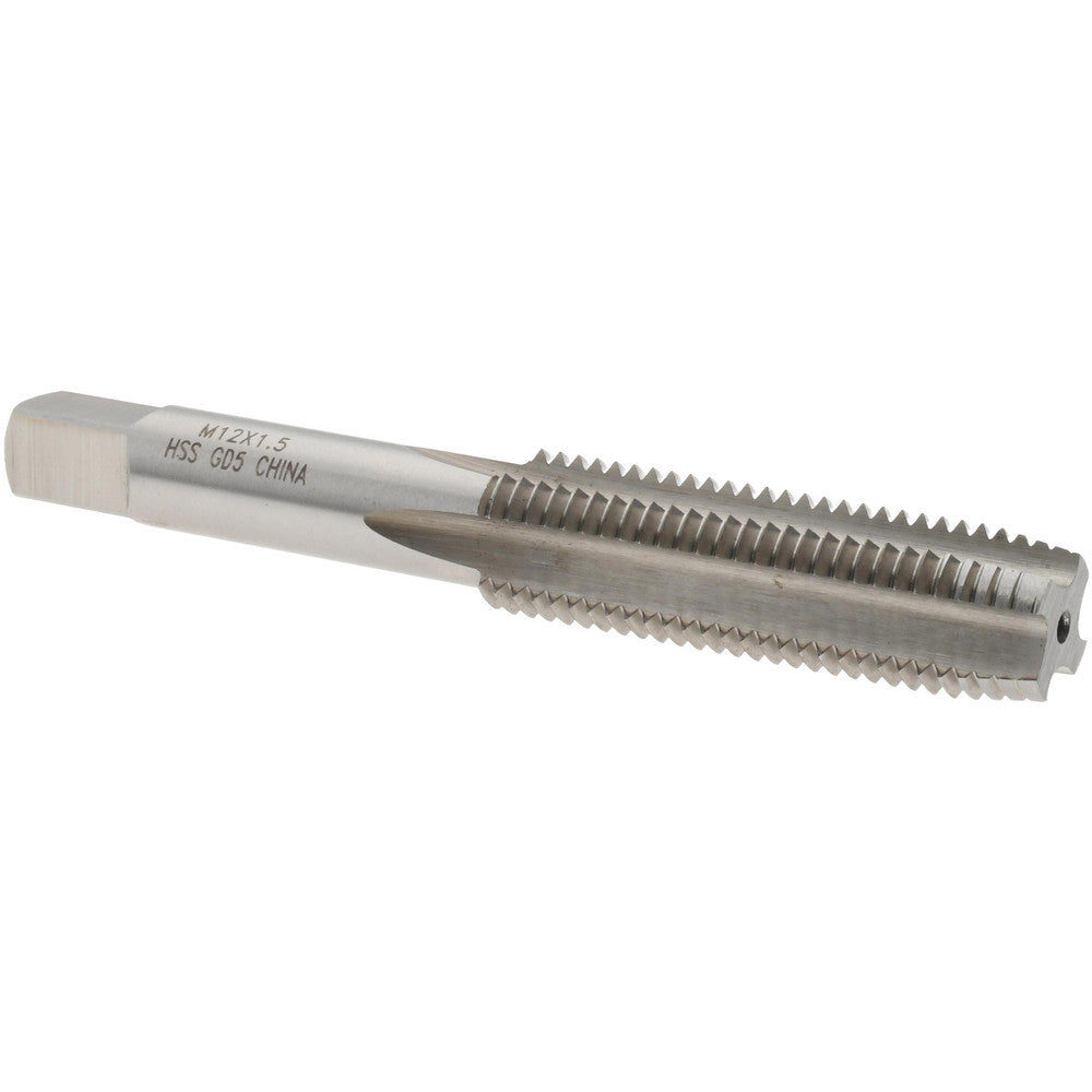 Value Collection JY4993259 Straight Flute Tap M12x1.50 Metric Fine, 4 Flutes, Plug, High Speed Steel, Bright/Uncoated