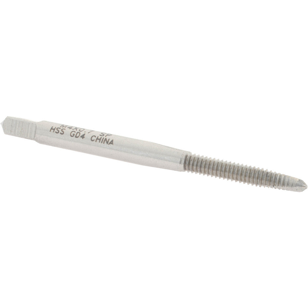 Value Collection MSC-04997235 Spiral Point Tap M4x0.70 Metric Coarse, 2 Flutes, Plug, 6H Class of Fit, High Speed Steel, Bright Finish