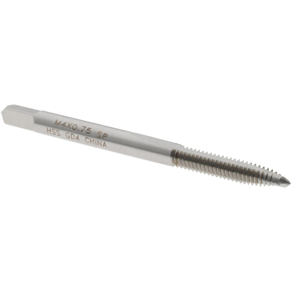 Value Collection MSC-04997250 Spiral Point Tap M4x0.75 Metric Special, 2 Flutes, Plug, High Speed Steel, Bright Finish