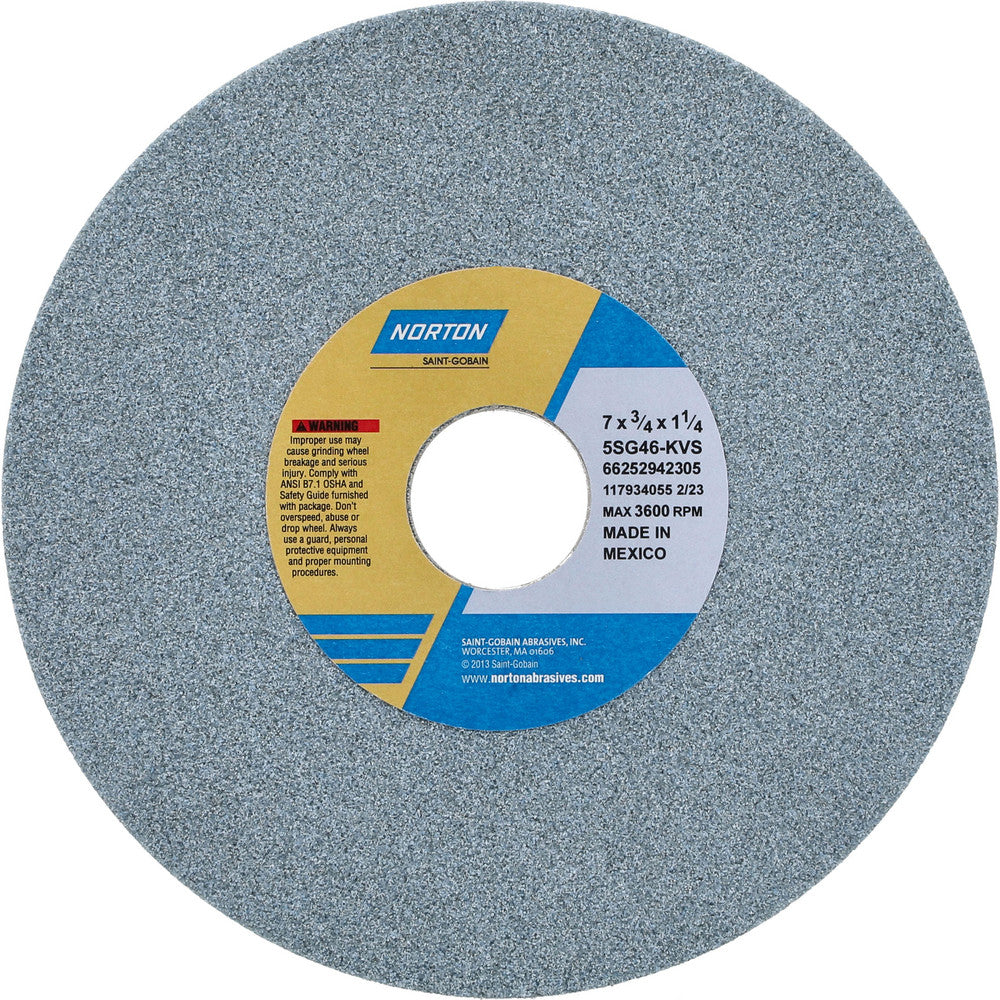Norton 66252942305 Surface Grinding Wheel 7" Dia, 3/4" Thick, 1-1/4" Hole, 46 Grit, K Hardness