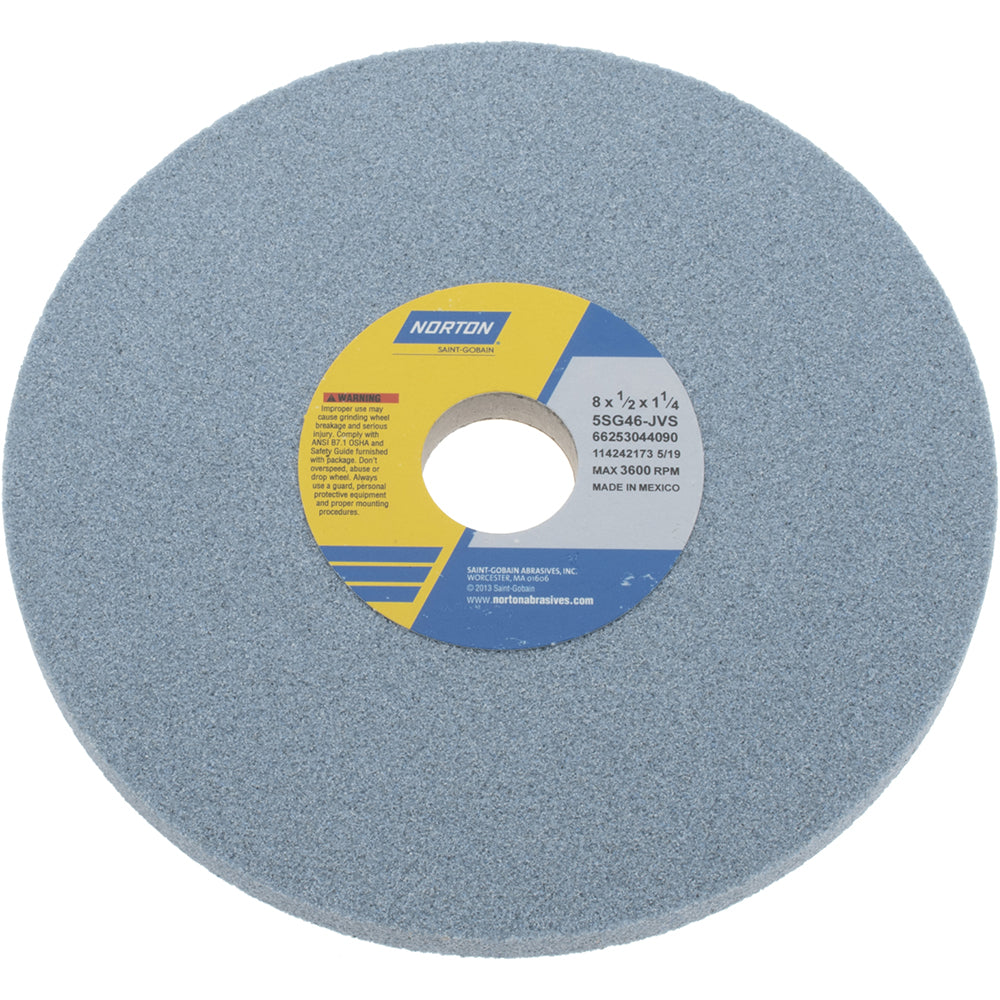 Norton 66253044090 Surface Grinding Wheel 8" Dia, 1/2" Thick, 1-1/4" Hole, 46 Grit, J Hardness