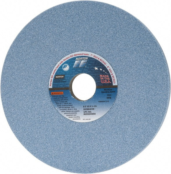 Norton 66253044094 Surface Grinding Wheel 8" Dia, 1/2" Thick, 1-1/4" Hole, 60 Grit, K Hardness