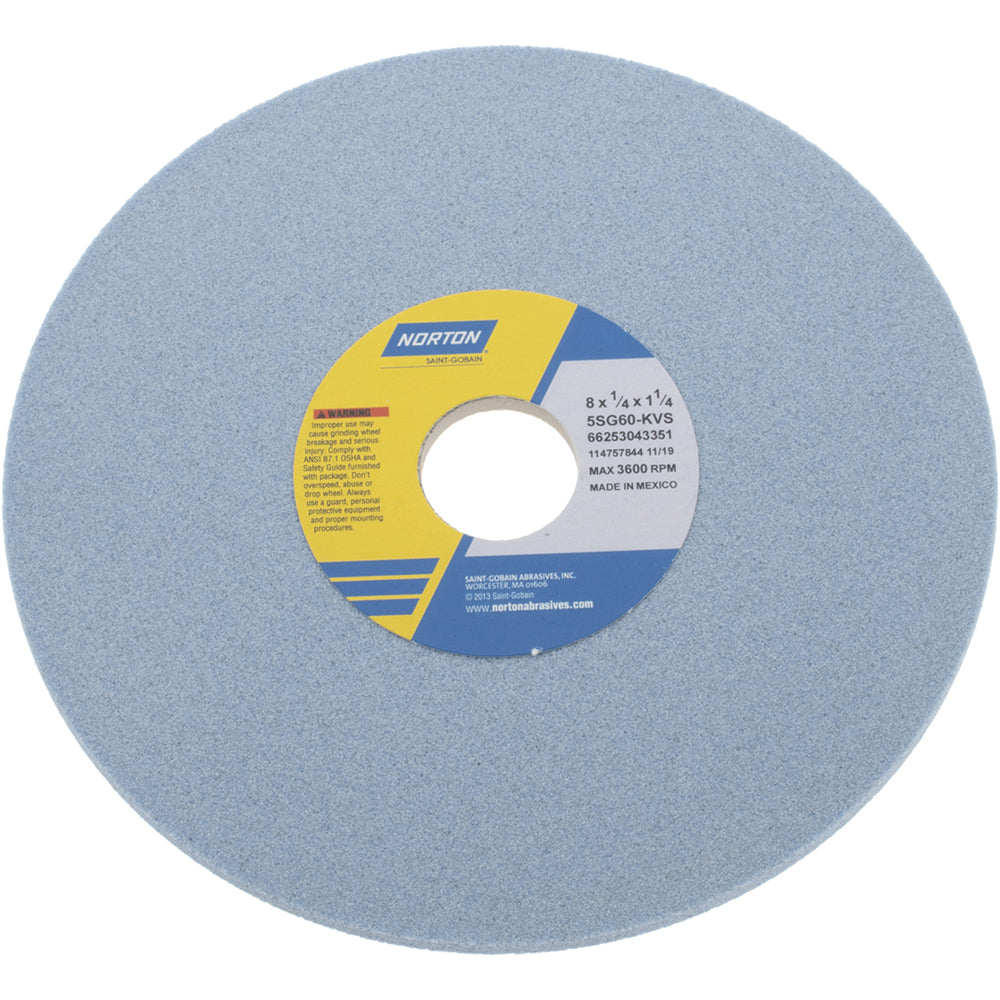 Norton 66253043351 Surface Grinding Wheel 8" Dia, 1/4" Thick, 1-1/4" Hole, 60 Grit, K Hardness