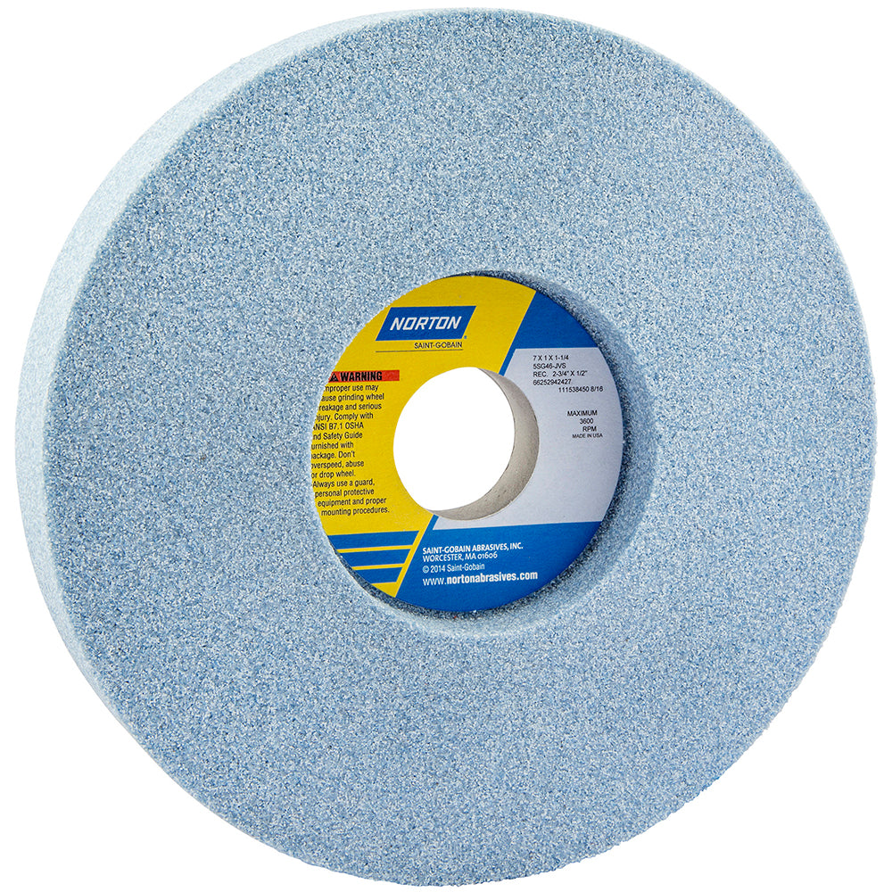 Norton 66252942427 Surface Grinding Wheel 7" Dia, 1" Thick, 1-1/4" Hole, 46 Grit, J Hardness