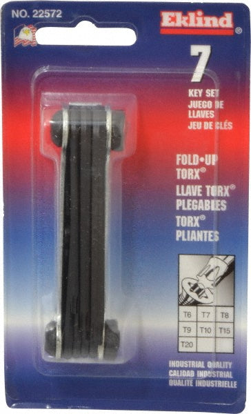 Eklind 22572 Torx Key Set 7 Pc, Fold-Up Handle, T6 to T20