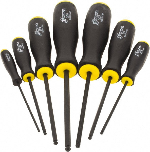 Bondhus 10645 7 Piece, 5/64 to 3/16" Ball End Hex Driver Set