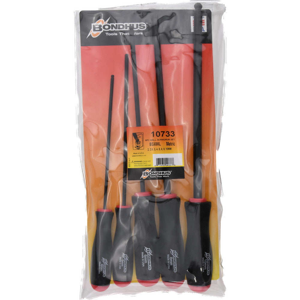 Bondhus 10733 8 Piece, 2 to 10mm Ball End Hex Driver Set
