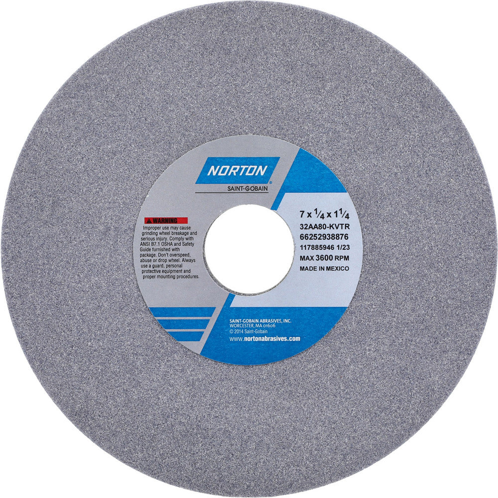 Norton 66252938876 Surface Grinding Wheel 7" Dia, 1/4" Thick, 1-1/4" Hole, 80 Grit, K Hardness