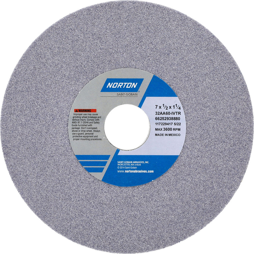 Norton 66252938880 Surface Grinding Wheel 7" Dia, 1/2" Thick, 1-1/4" Hole, 60 Grit, I Hardness