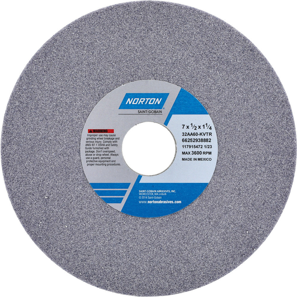 Norton 66252938882 Surface Grinding Wheel 7" Dia, 1/2" Thick, 1-1/4" Hole, 60 Grit, K Hardness