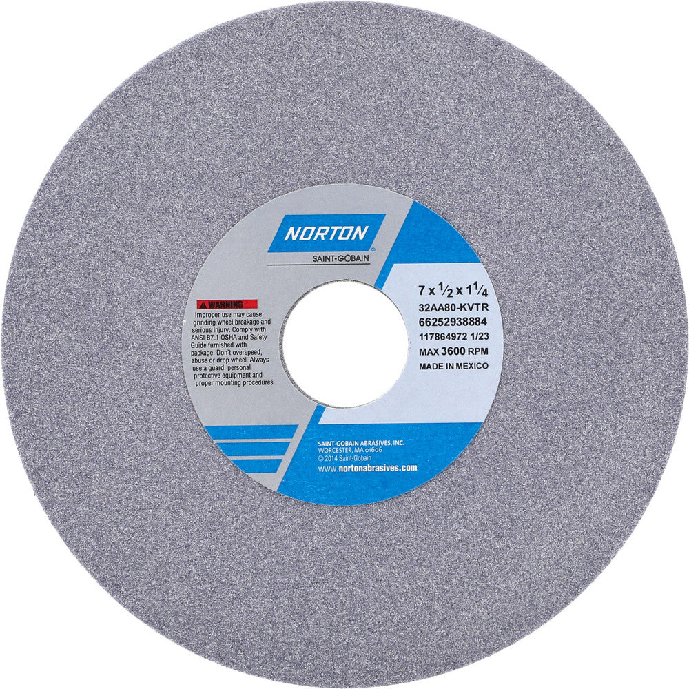Norton 66252938884 Surface Grinding Wheel 7" Dia, 1/2" Thick, 1-1/4" Hole, 80 Grit, K Hardness