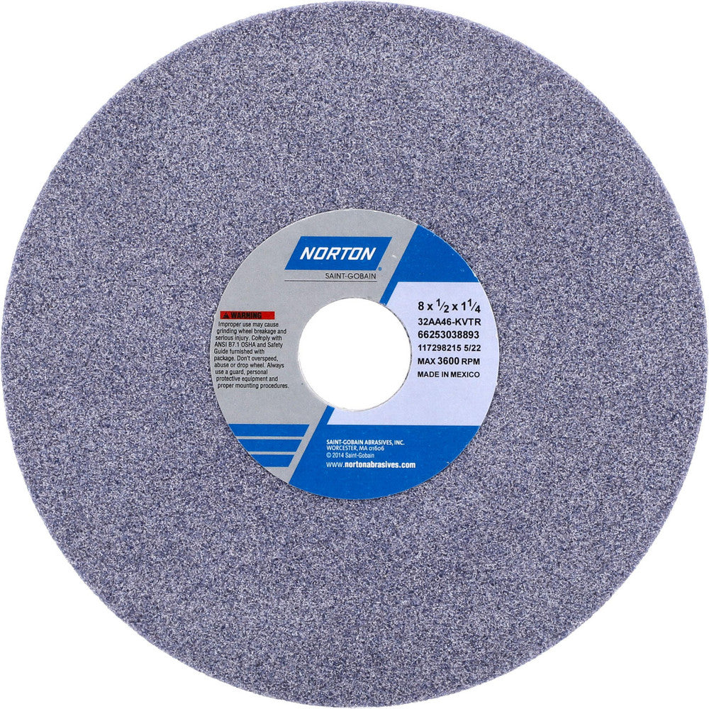 Norton 66253038893 Surface Grinding Wheel 8" Dia, 1/2" Thick, 1-1/4" Hole, 46 Grit, K Hardness