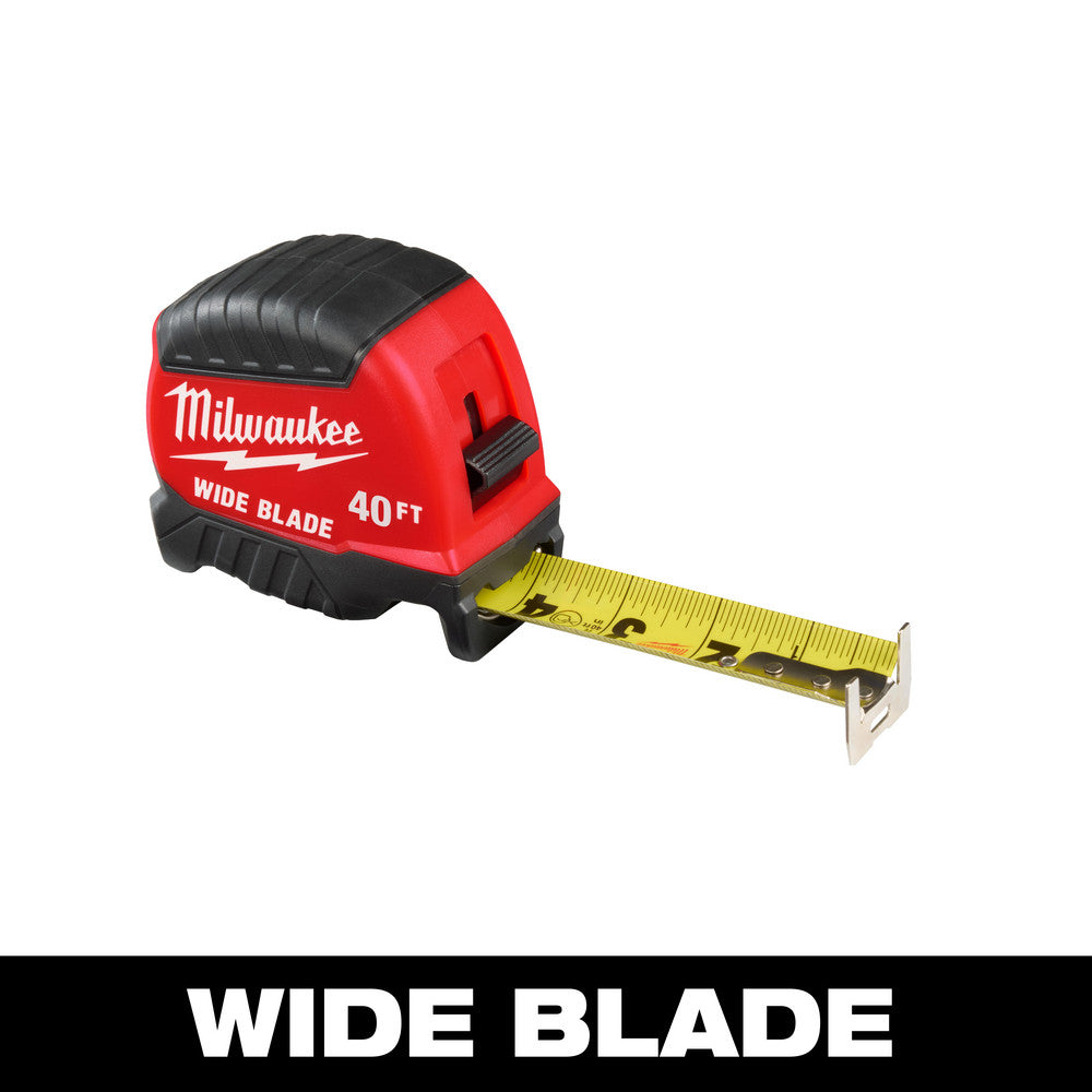 Milwaukee Tool 48-22-1240 Tape Measures Length Ft. 40.000 Graduation (Inch) 1/16 Blade Material Steel Standout Length (Feet) 15.00 Case Type Closed Rewind Type Automatic