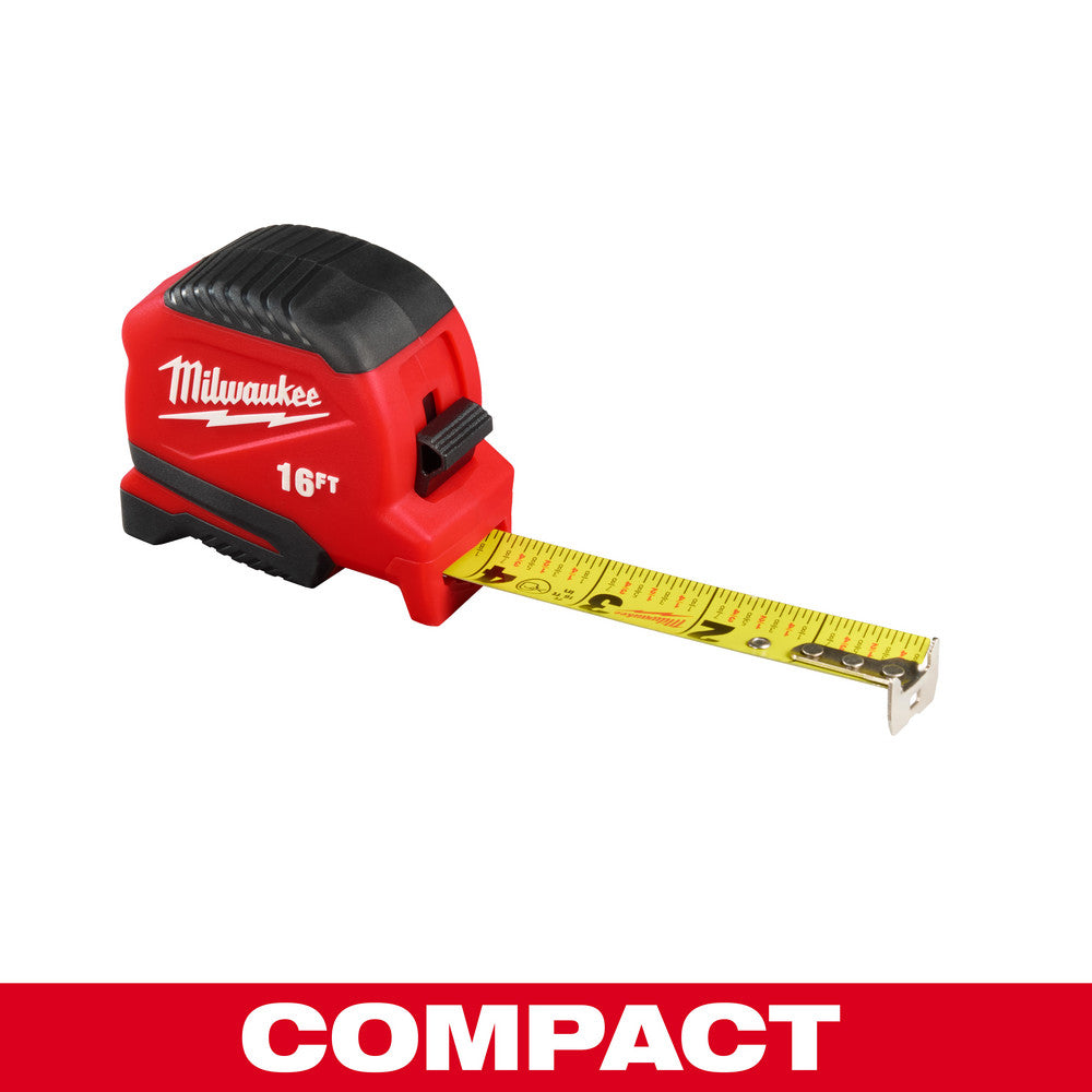 Milwaukee Tool 48-22-1716 Tape Measures Length Ft. 16.000 Graduation (Inch) 1/16 Blade Material Steel Standout Length (Feet) 9.00 Case Type Closed Rewind Type Automatic