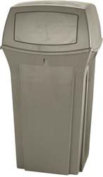 Rubbermaid FG843088BEIG Ranger Trash Can with 2 Door Lid, 35 Gal, Beige Plastic, Outdoor