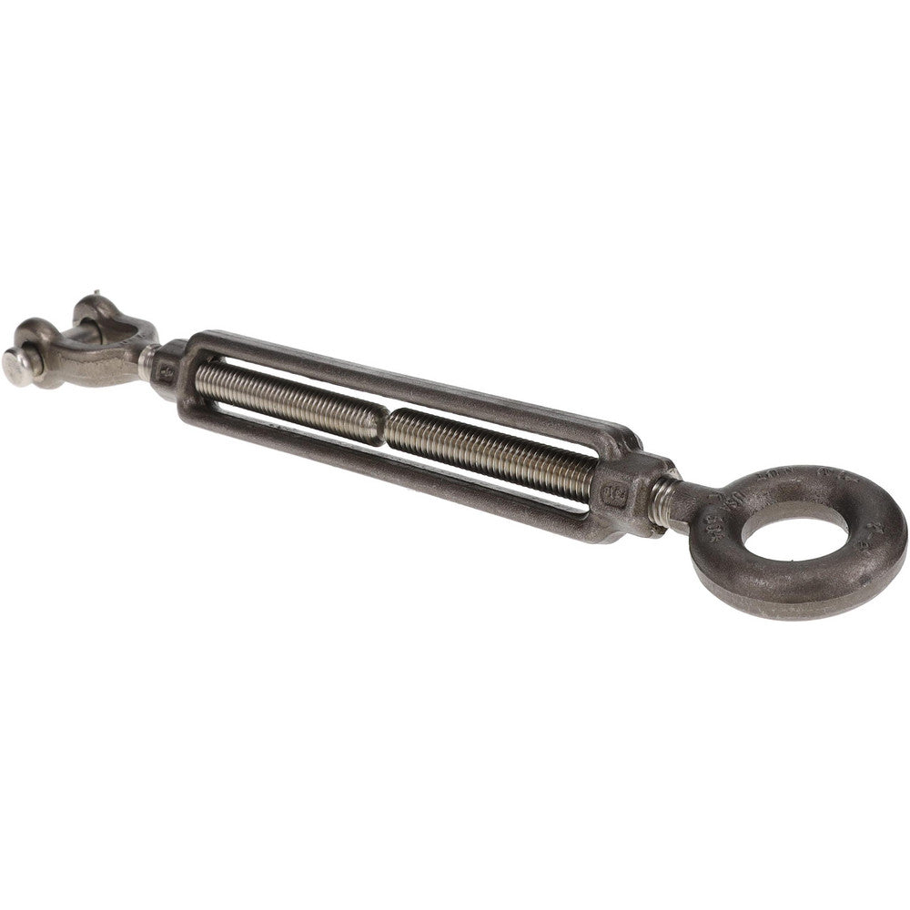 Edward W. Daniel Co SS11016 2,200 Lb Load Limit, 1/2" Thread Diam, 6" Take Up, Stainless Steel Jaw & Eye Turnbuckle