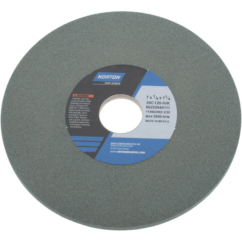 Norton 66252940111 Surface Grinding Wheel 7" Dia, 1/4" Thick, 1-1/4" Arbor, 120 Grit