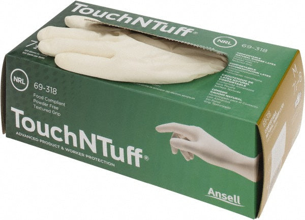 Ansell 6931800M Series TouchNTuff Disposable Gloves Size Medium, 4.7 mil, Uncoated-Coated Latex, Industrial Grade, Unpowdered