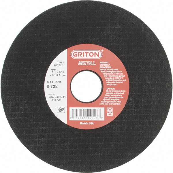 Value Collection CA7049U41 Cut-Off Wheel 7" Dia, 1/16" Thick, 1-1/4" Hole, Aluminum Oxide