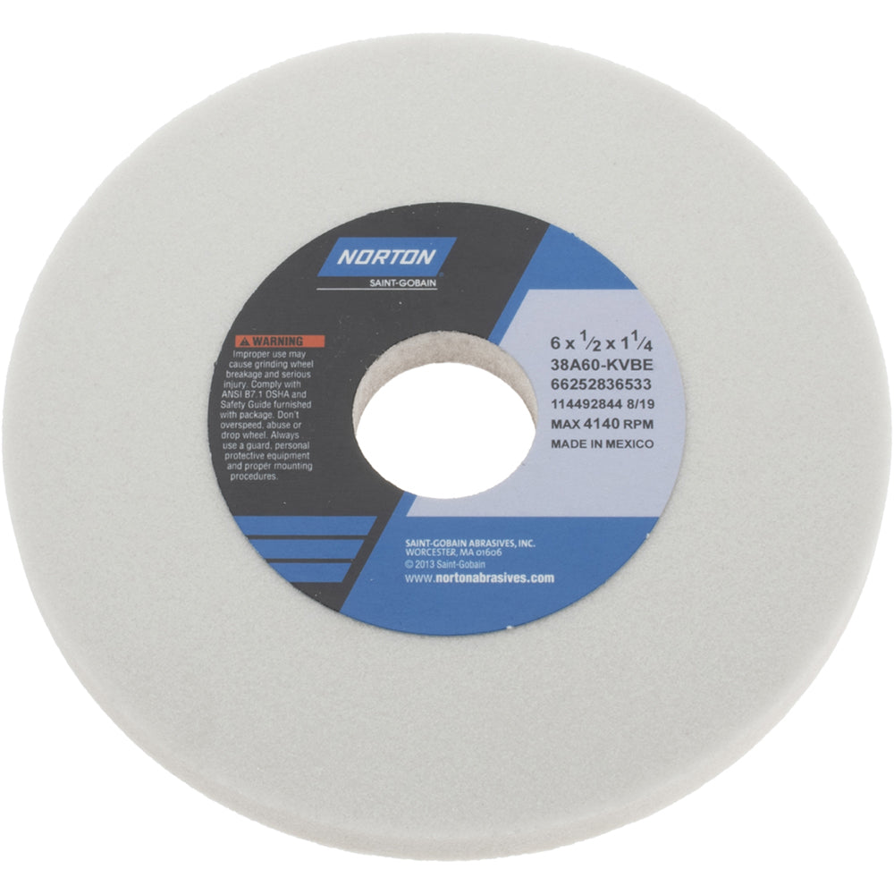 Norton 66252836533 Surface Grinding Wheel 6" Dia, 1/2" Thick, 1-1/4" Hole, 60 Grit, K Hardness