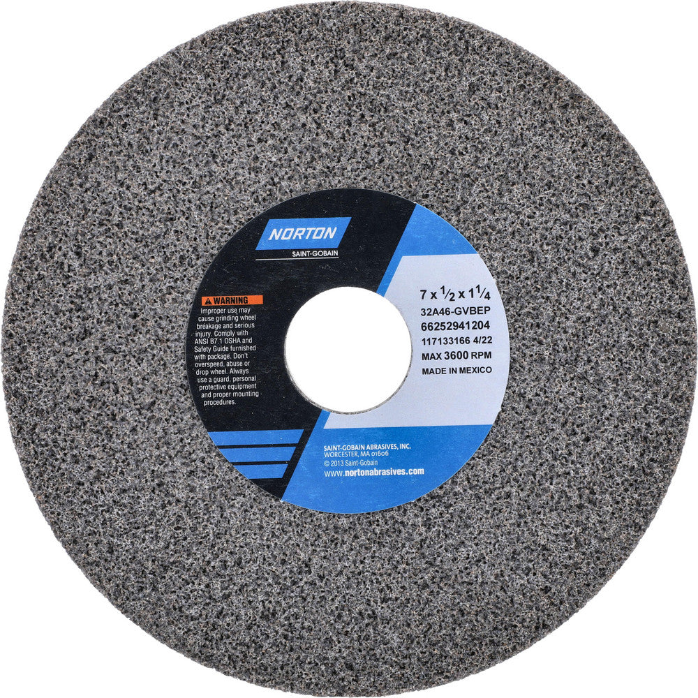 Norton 66252941204 Surface Grinding Wheel 7" Dia, 1/2" Thick, 1-1/4" Hole, 46 Grit, G Hardness